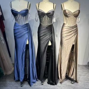 Through Corset Satin Mermaid Evening Gown
