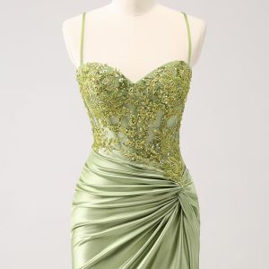 Spaghetti Strap Floral Evening Party Dress