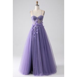 Blue Strapless Beaded A-Line Prom Dress