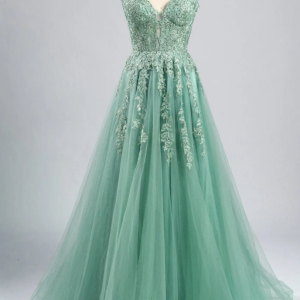 Embroidered Hand Applique Prom Dress