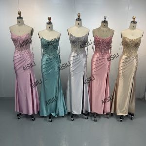 Off Shoulder Sparkly Crystal Floral Embroidery Dresses