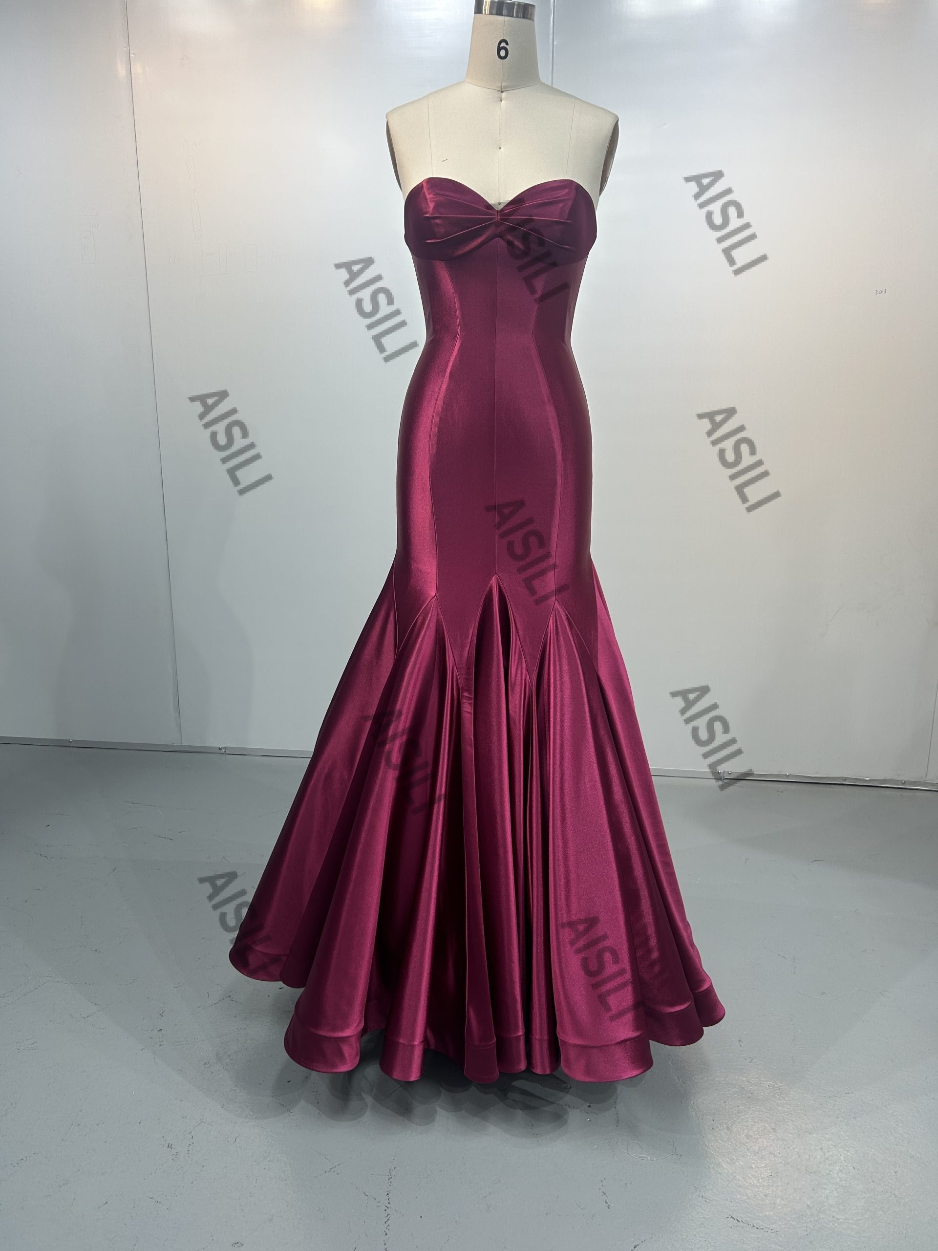 Factory Direct Customizable Size Color Strapless Boned Satin dress