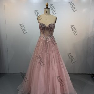 A-Line Spaghetti Straps Purple Long Prom Dress