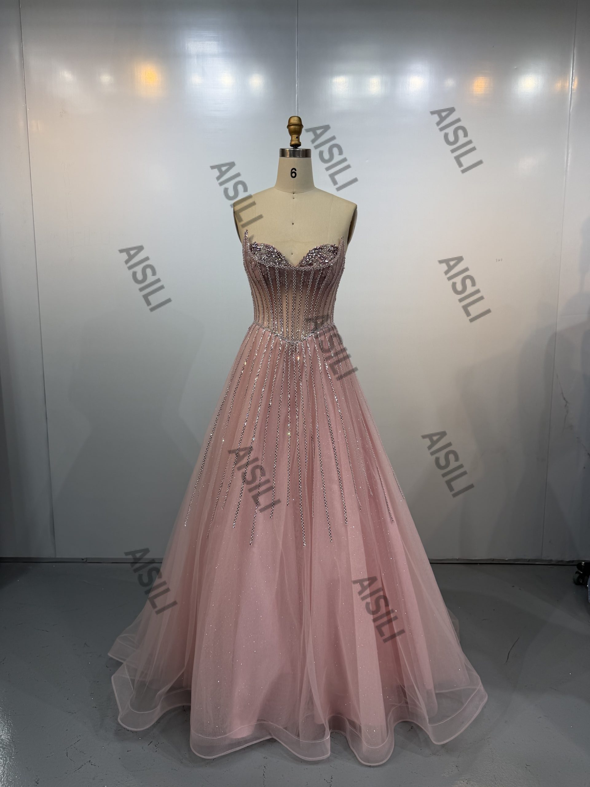 A-Line Spaghetti Straps Purple Long Prom Dress