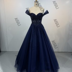 A-Line Spaghetti Straps Corset Prom Dress